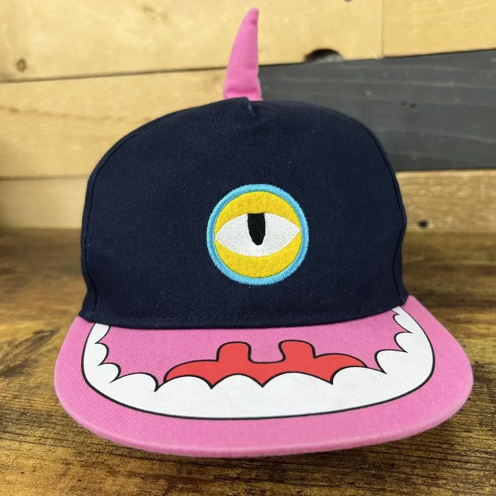 Miniso Life Japan Monster Eye Baseball Hat Pink Brim Mouth Teeth Snapback Hat
